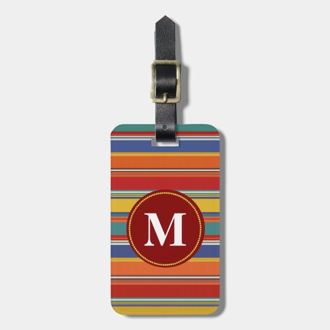 Südwestlicher gestreifter Monogramm-Gepäckanhänger Gepäckanhänger (Vorderseite vertikal)