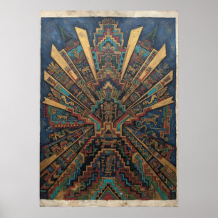 Südwestliches Azteken-Geometrisches Sonnenmuster-P Poster