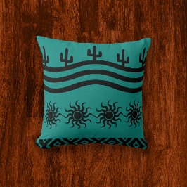 Südwestliches Design Aquamarines Muster Kissen