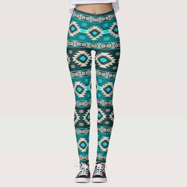 Südwestliches ethnisches Stammes- Muster Leggings (Vorderseite)