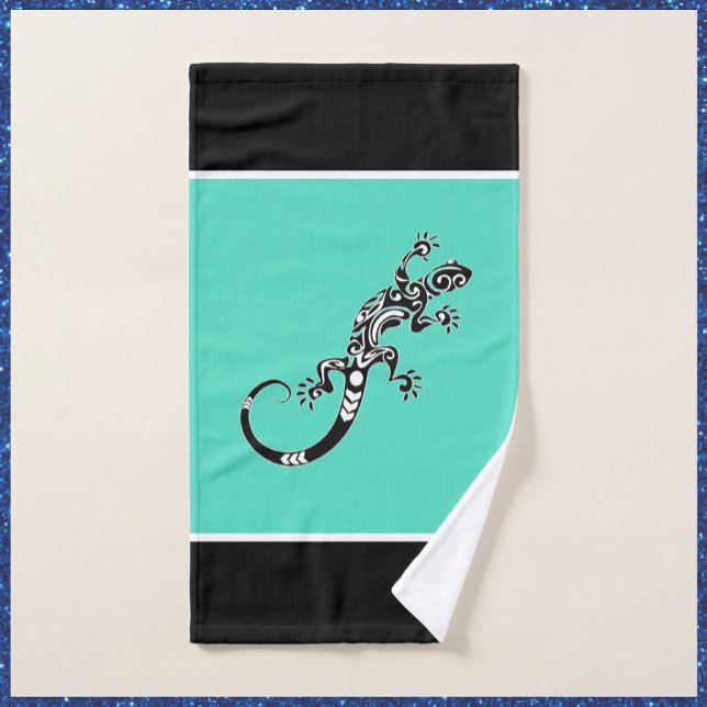 Südwestliches Gecko-Meer grün und schwarz Badhandtuch Set (Bookmark my store! https://www.zazzle.com/store/capricepetit)