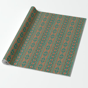 Südwestliches Kupfer-Teal-Geometrisches Muster Geschenkpapier