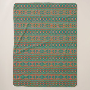 Südwestliches Kupfer-Teal-Geometrisches Muster gro Sherpadecke