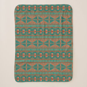 Südwestliches Kupfer-Teal-Geometrisches Muster Kle Sherpadecke
