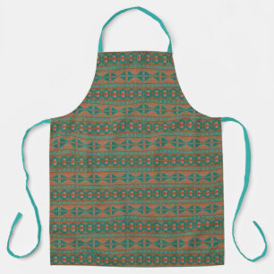 Südwestliches Kupfer-Teal-Geometrisches Muster Schürze