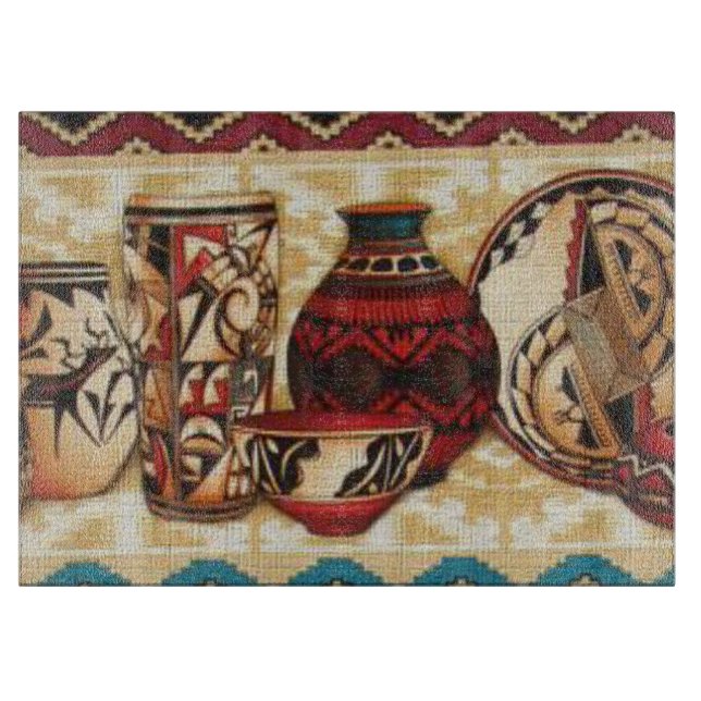 Südwestliches Muster für die Glasschneidplatte Schneidebrett (Vorderseite)