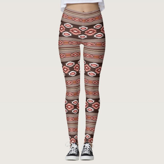 Südwestliches Stammes- Muster Leggings (Vorderseite)