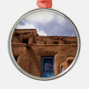 SüdwestNew Mexiko-Adobe-Haus-Dorf Silbernes Ornament