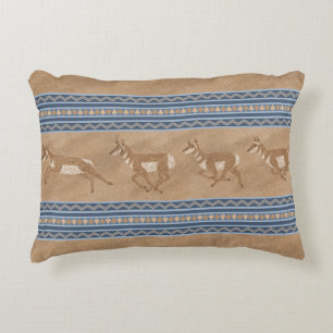 Südwestpronghorn Antelope Blue and Brown Border Dekokissen