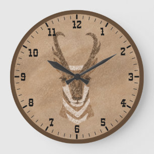 Südwestpronghorn Antelope Head Old West Große Wanduhr