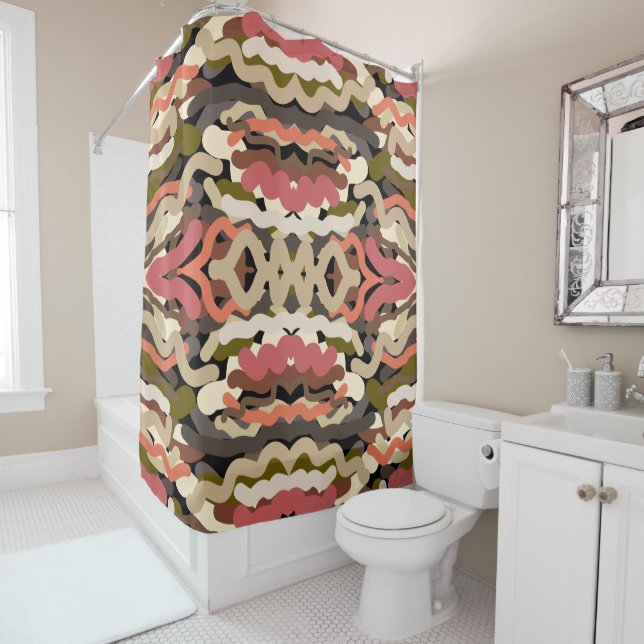 Südwestquiggly Wiggly Earth Tone Abstrakt Duschvorhang (Beispiel)