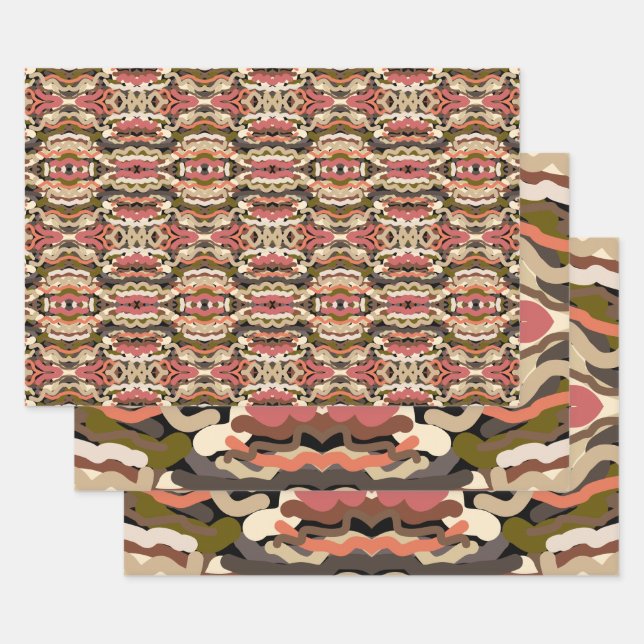 Südwestquiggly Wiggly Earth Tone Abstrakt Geschenkpapier Set (Set)