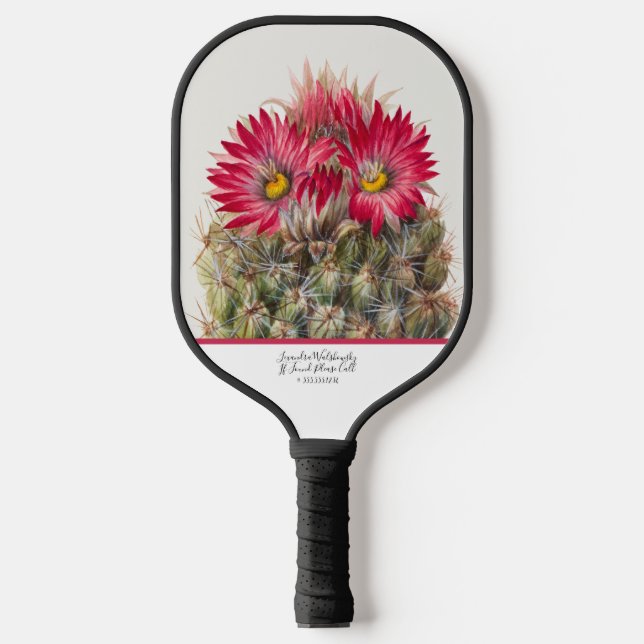 Südwestrustikaler Holzroter Blume Cactus Wire Pickleball Schläger (Vorderseite)