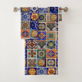 Südweststil Talavera Tile Colorful Badezimmer Badhandtuch Set