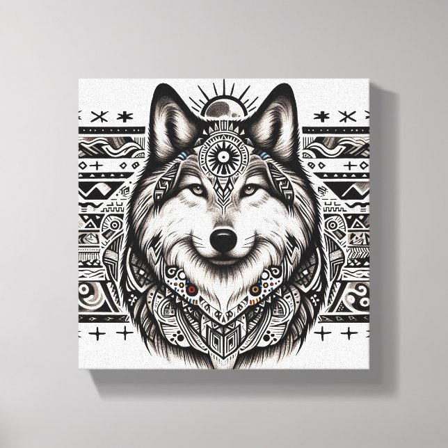 Südweststil Wolf Face Canvas Print Leinwanddruck (Vorderseite)