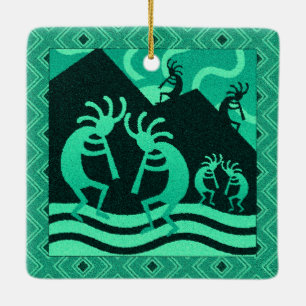SüdwestTürkis Kokopelli Weihnachten Keramikornament