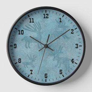 Südwesttürkisblume Hirsch Petroglyphen Gerahmt Uhr