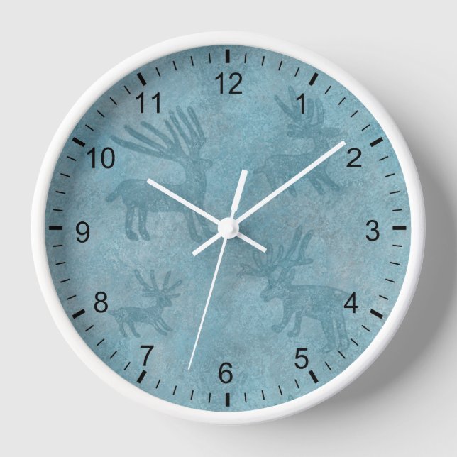 Südwestturquoise Deer Petroglyph Gerahmt Uhr (Vorderseite)