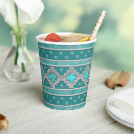 Südwestturquoise Geometrisches Steinmuster Pappbecher
