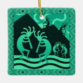 Südwestturquoise Kokopelli Weihnachten Keramikornament
