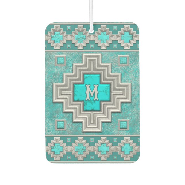 Südwestturquoise Stone Geometric Personalisiert Autolufterfrischer (Vorderseite)