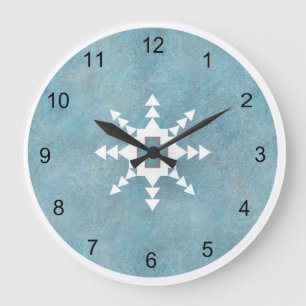 Südwestturquoise Winter Snowflake Geometrie Große Wanduhr