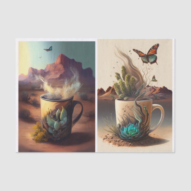 Südwestvibes, Kaffee und Kakteen Seidenpapier (Vorderseite)