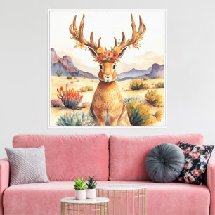 Südwestwüste Floral Jackalope Leinwanddruck