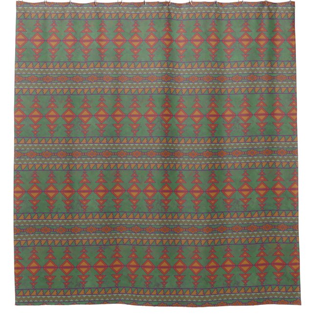 Südwestwüste Sagebrush Green Geometric Design Duschvorhang (Vorderseite)