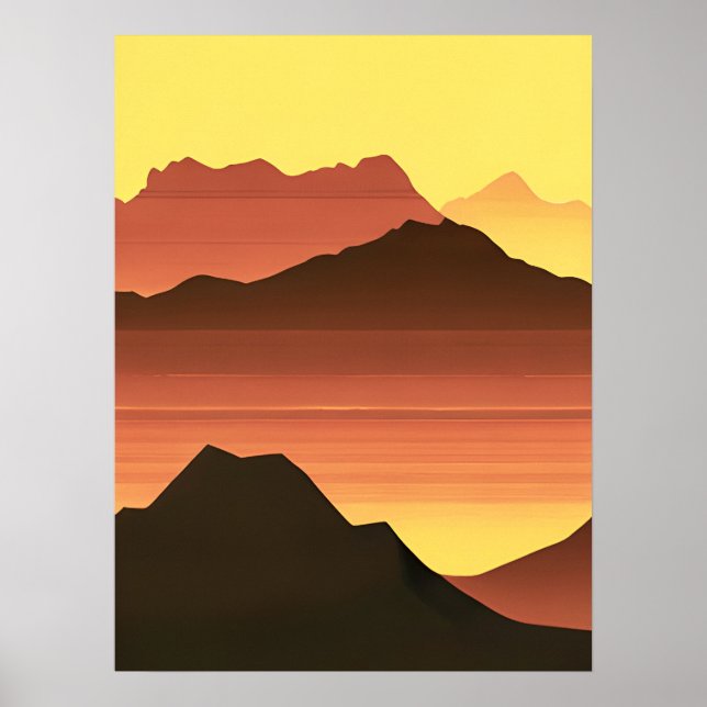 Südwestwüste Sonnenuntergang mit Bergen Poster (Vorne)