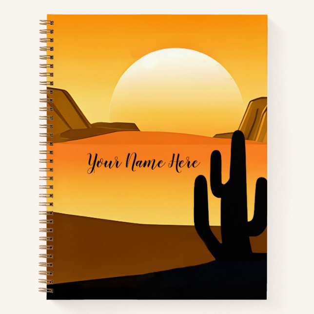 Südwestwüste Sonnenuntergang mit Mesas Notizbuch (Vorderseite)