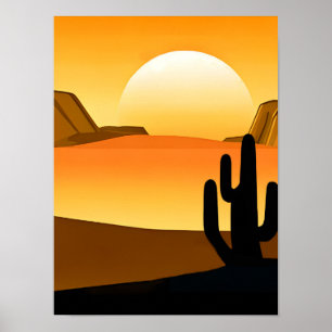 Südwestwüste Sonnenuntergang mit Mesas Poster