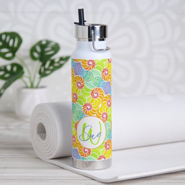 Sue Mosaic Water Bottle Trinkflasche (Yoga (gedreht)