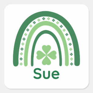 Sue Name Klee Boho Regenbogen Quadratischer Aufkleber