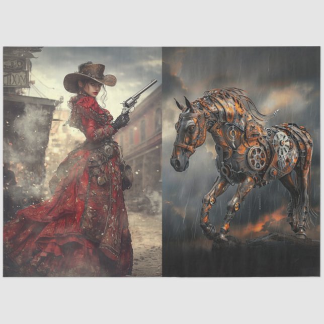Sue Steampunk & Western Lady Seidenpapier (Vorderseite)