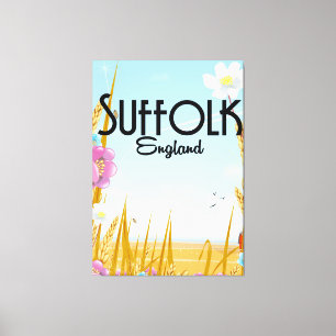 Suffolk England Bauernhof Cartoon Reiseplakat Leinwanddruck