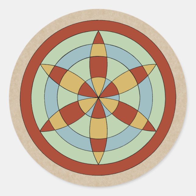 Suffolk Hexafoil (Daisy Wheel), Hexenmark Runder Aufkleber (Vorderseite)