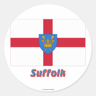 Suffolk St. Edmunds Vorschlag Flag mit Name Runder Aufkleber