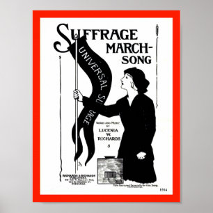 Suffrage März Song Vintag 1914 Notenüberschrift Poster