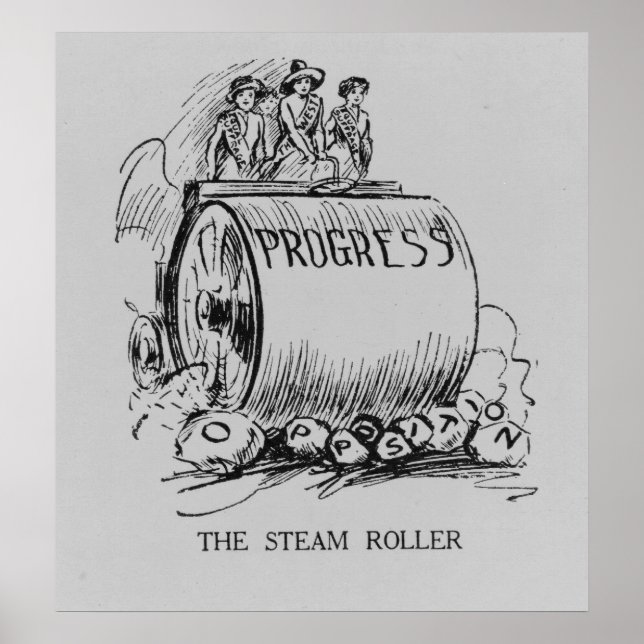 Suffrage Steamroller Politischer Cartoon Poster (Vorne)