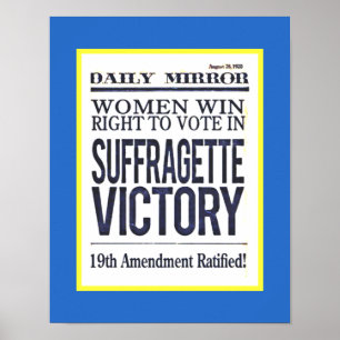 Suffragette Victory Headlines August 1920 Poster