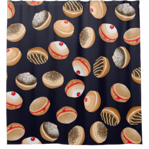 Sufganiyot Donuts: Hanukkah Vintages Muster Duschvorhang