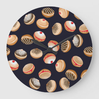 Sufganiyot Donuts: Hanukkah Vintages Muster Große Wanduhr