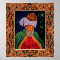 Sufi Mystic Portrait von Rumi über geometrische BG