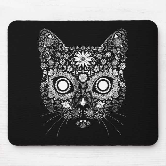 Sugar Cat Skull Flower Artistic Design  Mousepad (Vorne)