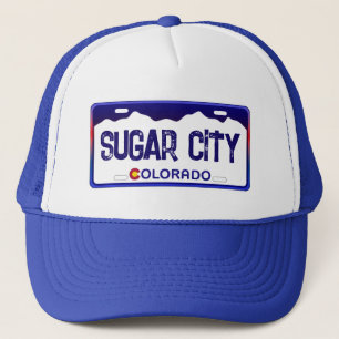 Sugar City Colorado blauer Nummernschild Truckerkappe