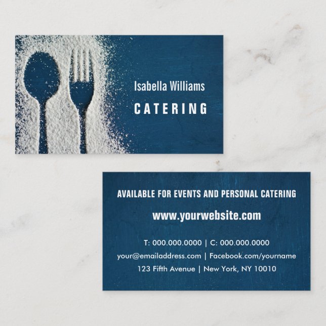 Sugar Fork Navy Blue Catering, Restaurant Visitenkarte (Vorne/Hinten)
