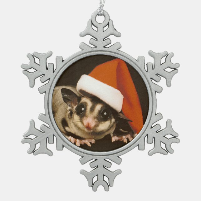 Sugar Glider Christmas Schneeflocken Zinn-Ornament (Vorderseite)