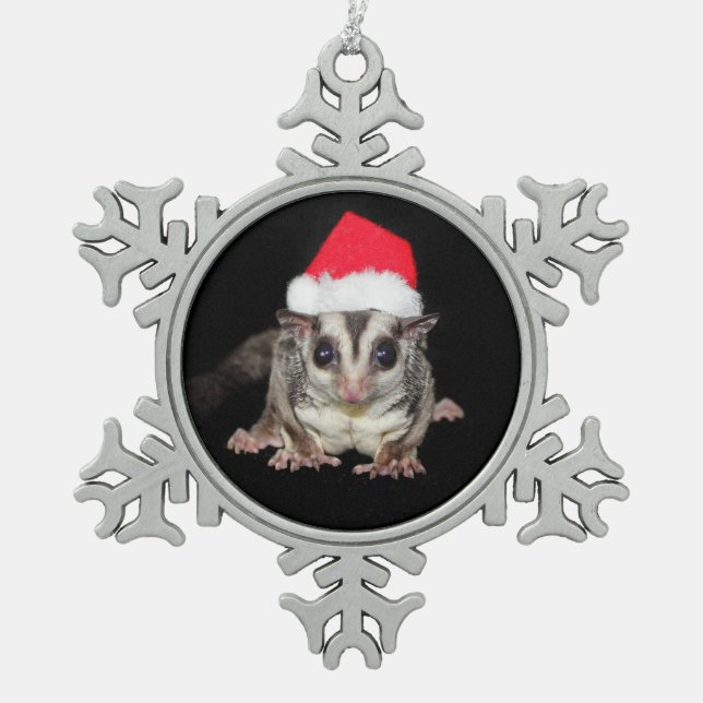 Sugar Glider Christmas Schneeflocken Zinn-Ornament (Vorderseite)