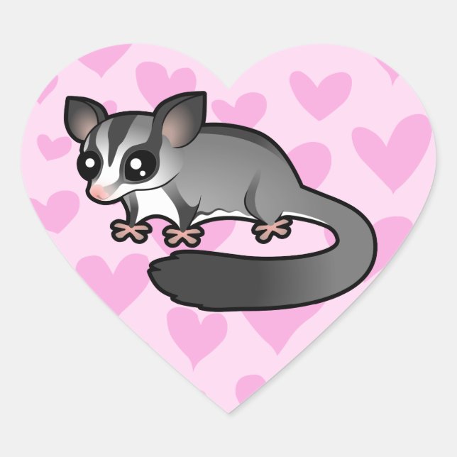 Sugar Glider Liebe Herz-Aufkleber (Vorderseite)
